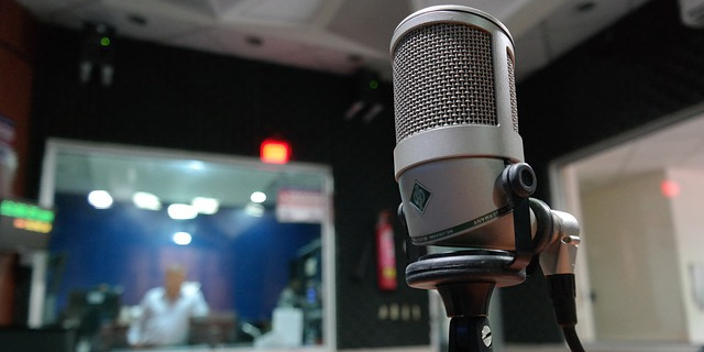 Radio production booth